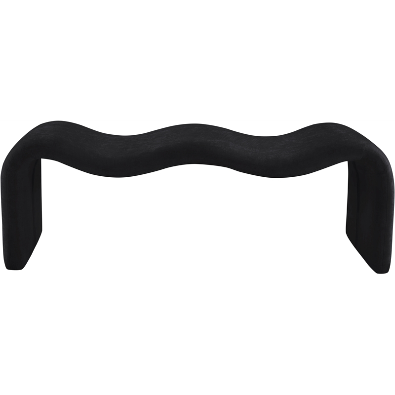 Meridian Furniture Willow Black Chenille Fabric Bench