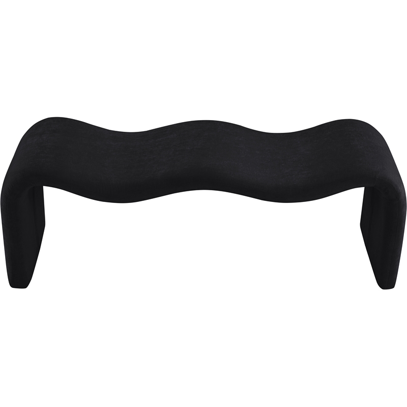 Meridian Furniture Willow Black Chenille Fabric Bench