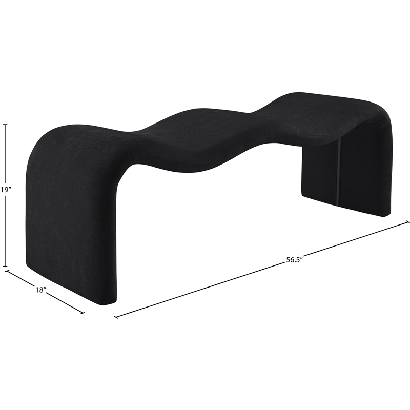Meridian Furniture Willow Black Chenille Fabric Bench