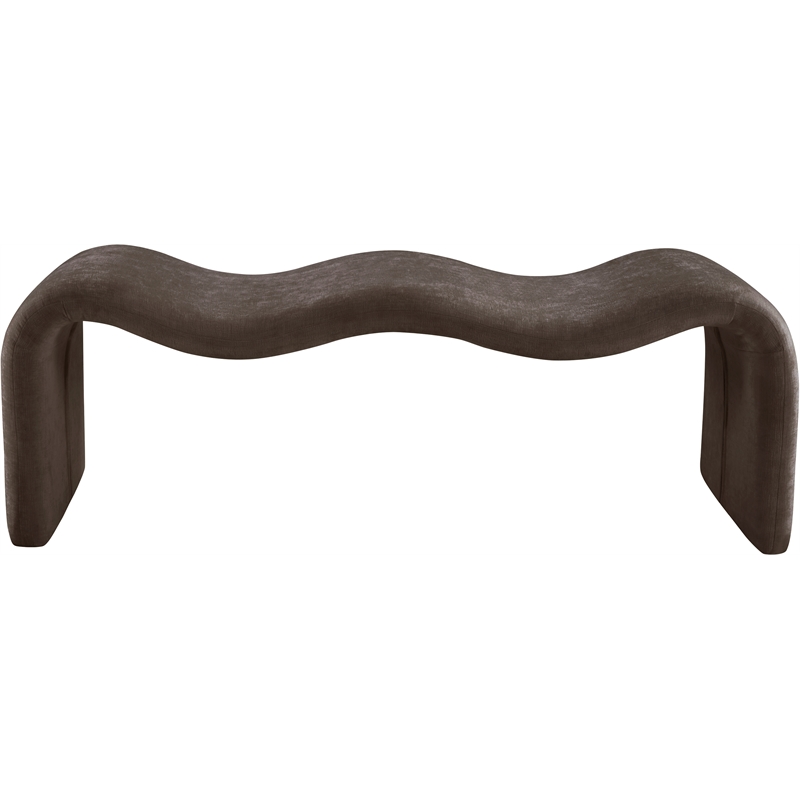Meridian Furniture Willow Brown Chenille Fabric Bench