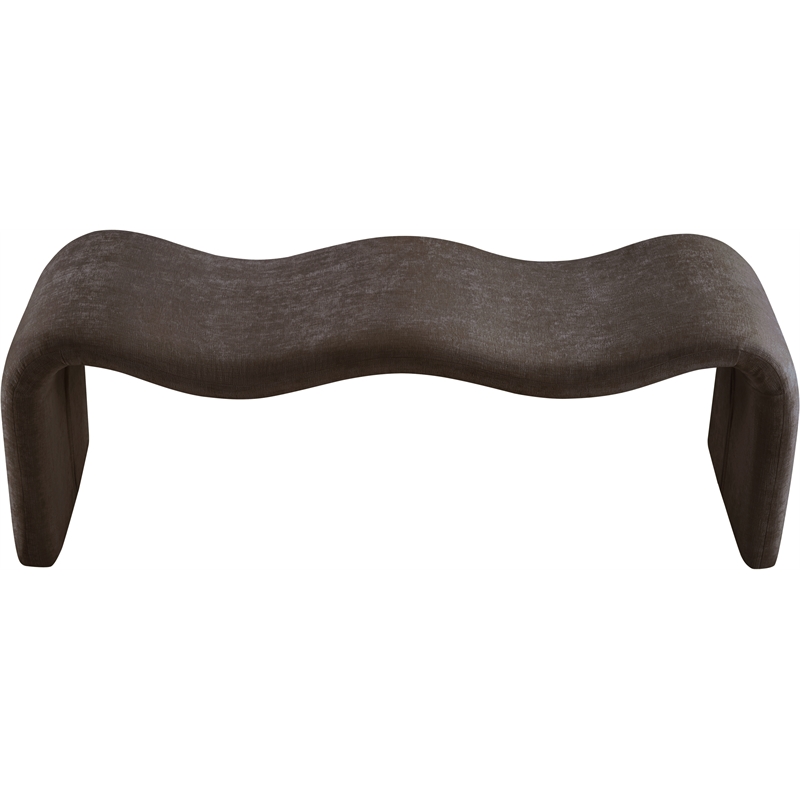 Meridian Furniture Willow Brown Chenille Fabric Bench