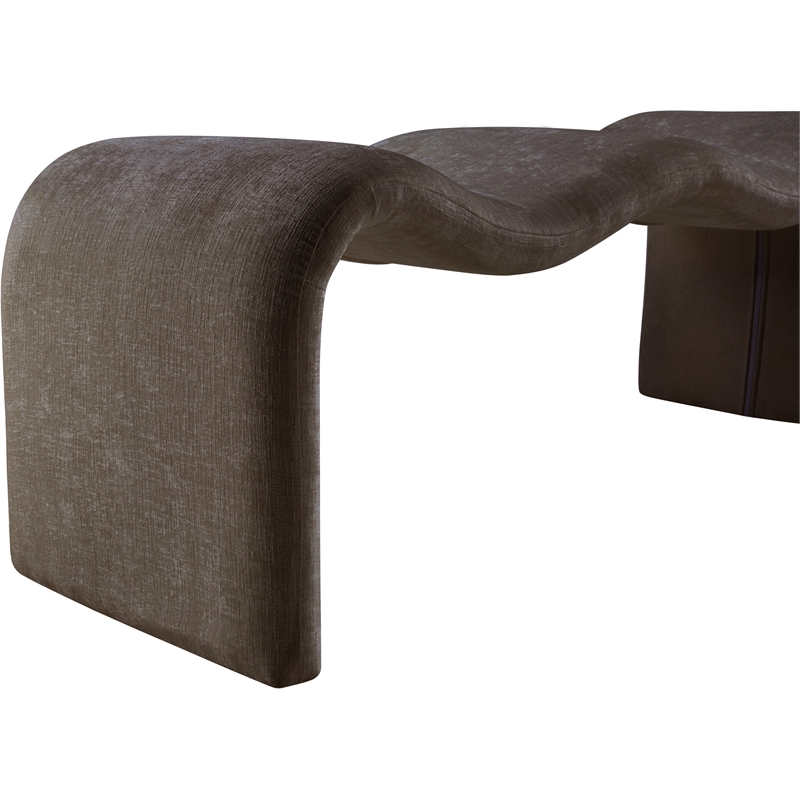 Meridian Furniture Willow Brown Chenille Fabric Bench