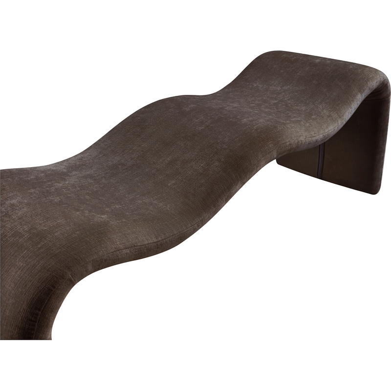 Meridian Furniture Willow Brown Chenille Fabric Bench