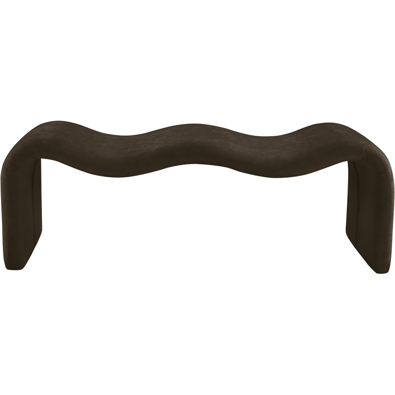 Meridian Furniture Willow Brown Chenille Fabric Bench