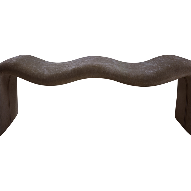 Meridian Furniture Willow Brown Chenille Fabric Bench