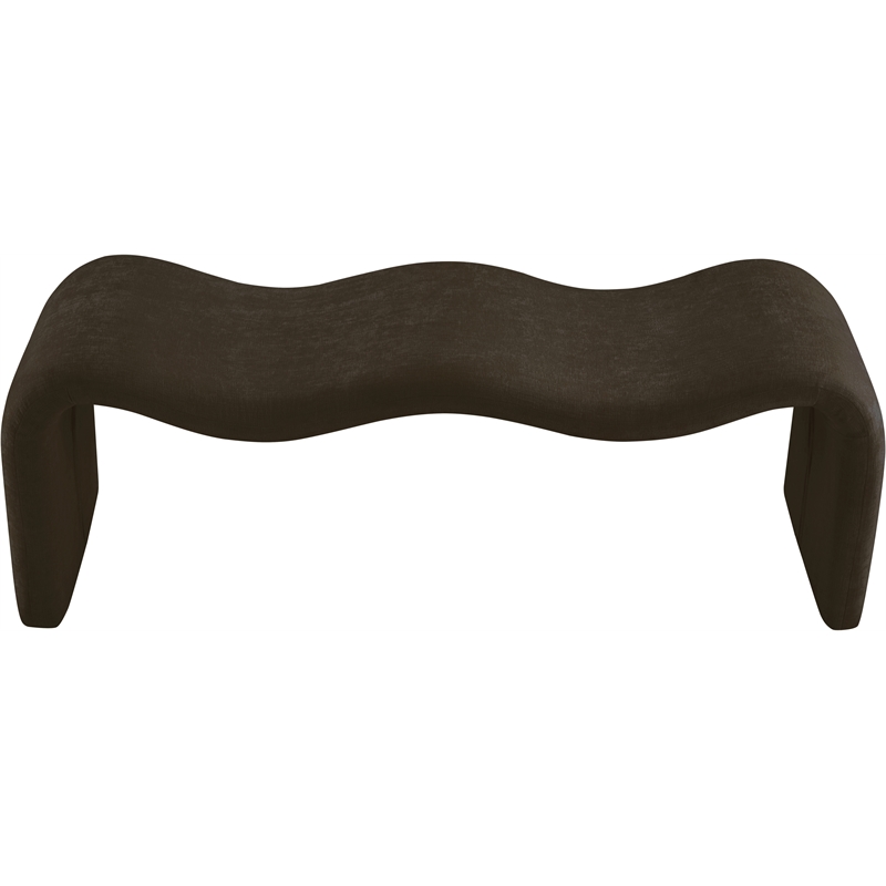 Meridian Furniture Willow Brown Chenille Fabric Bench