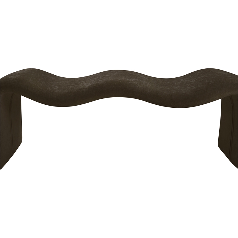 Meridian Furniture Willow Brown Chenille Fabric Bench