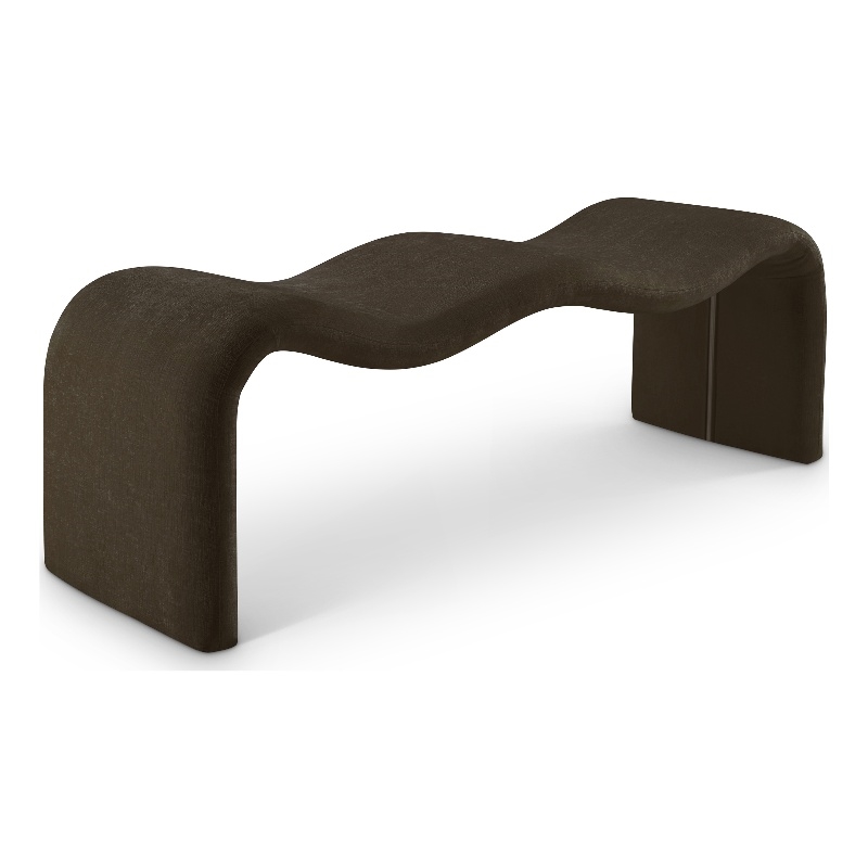 Meridian Furniture Willow Brown Chenille Fabric Bench
