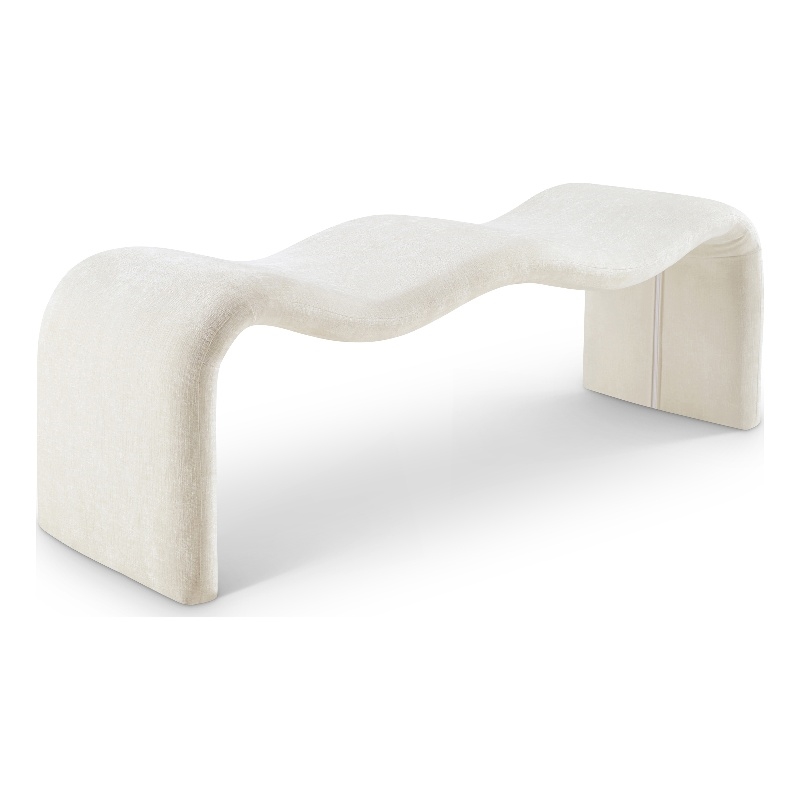 Meridian Furniture Willow Cream Chenille Fabric Bench