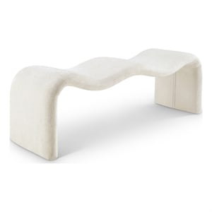 Meridian Furniture Willow Cream Chenille Fabric Bench