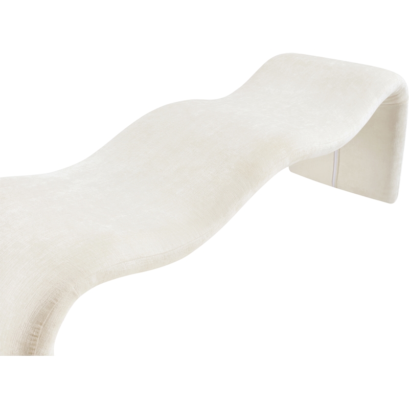 Meridian Furniture Willow Cream Chenille Fabric Bench