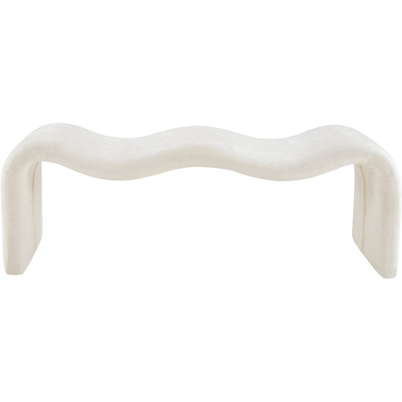 Meridian Furniture Willow Cream Chenille Fabric Bench