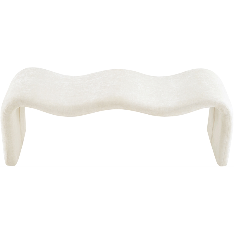 Meridian Furniture Willow Cream Chenille Fabric Bench