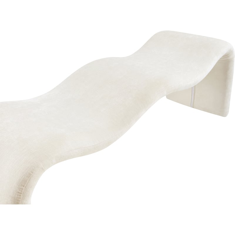 Meridian Furniture Willow Cream Chenille Fabric Bench
