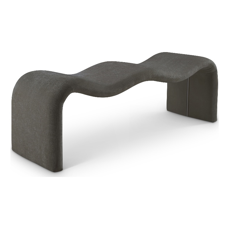 Meridian Furniture Willow Grey Chenille Fabric Bench