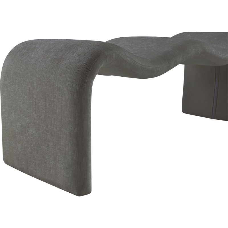 Meridian Furniture Willow Grey Chenille Fabric Bench