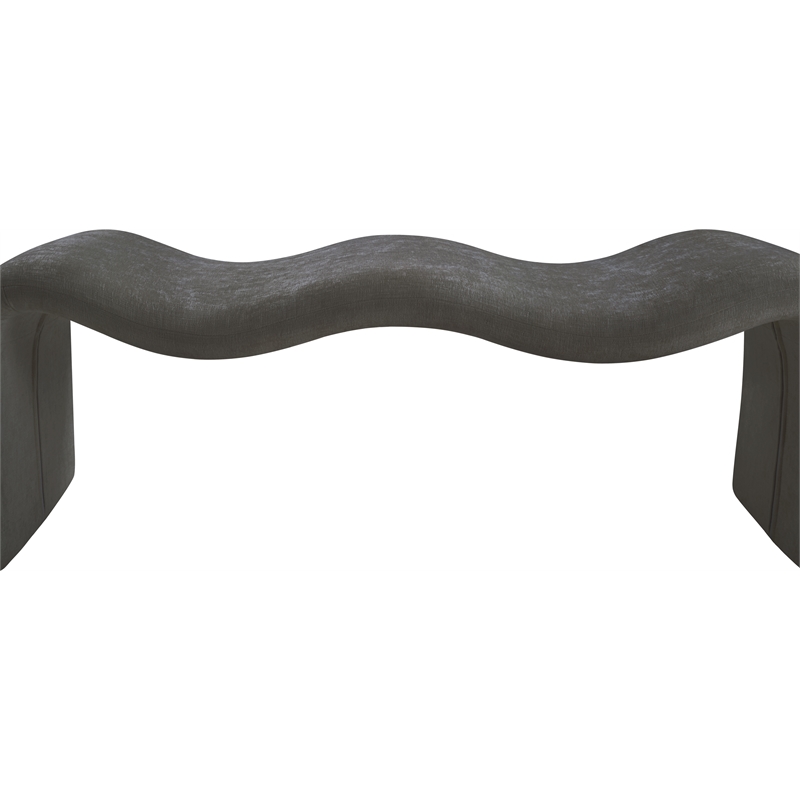Meridian Furniture Willow Grey Chenille Fabric Bench