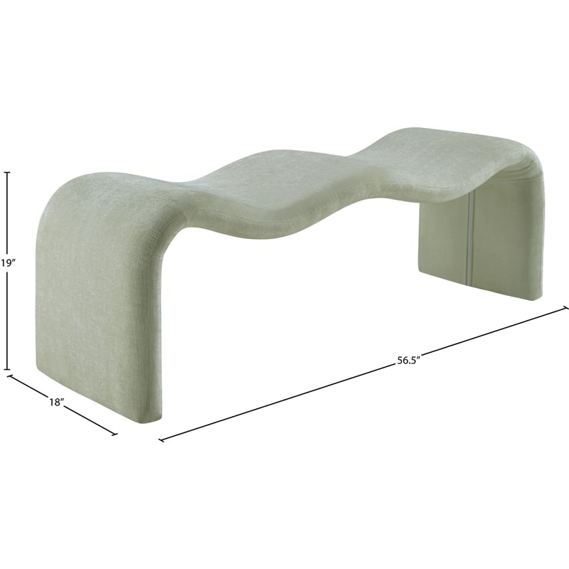 Meridian Furniture Willow Mint Chenille Fabric Bench