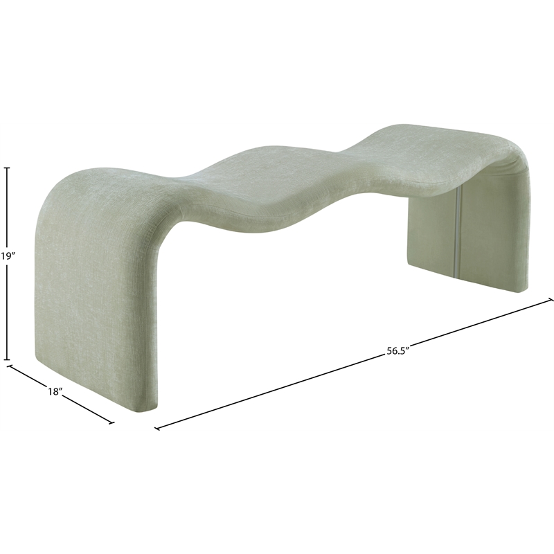 Meridian Furniture Willow Mint Chenille Fabric Bench