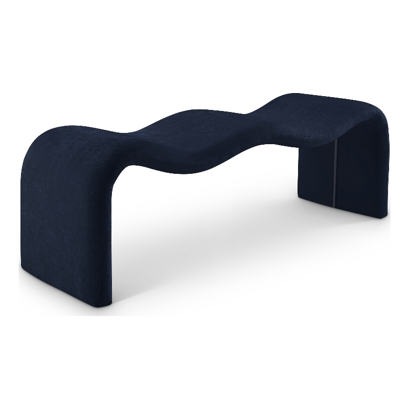 Meridian Furniture Willow Navy Chenille Fabric Bench