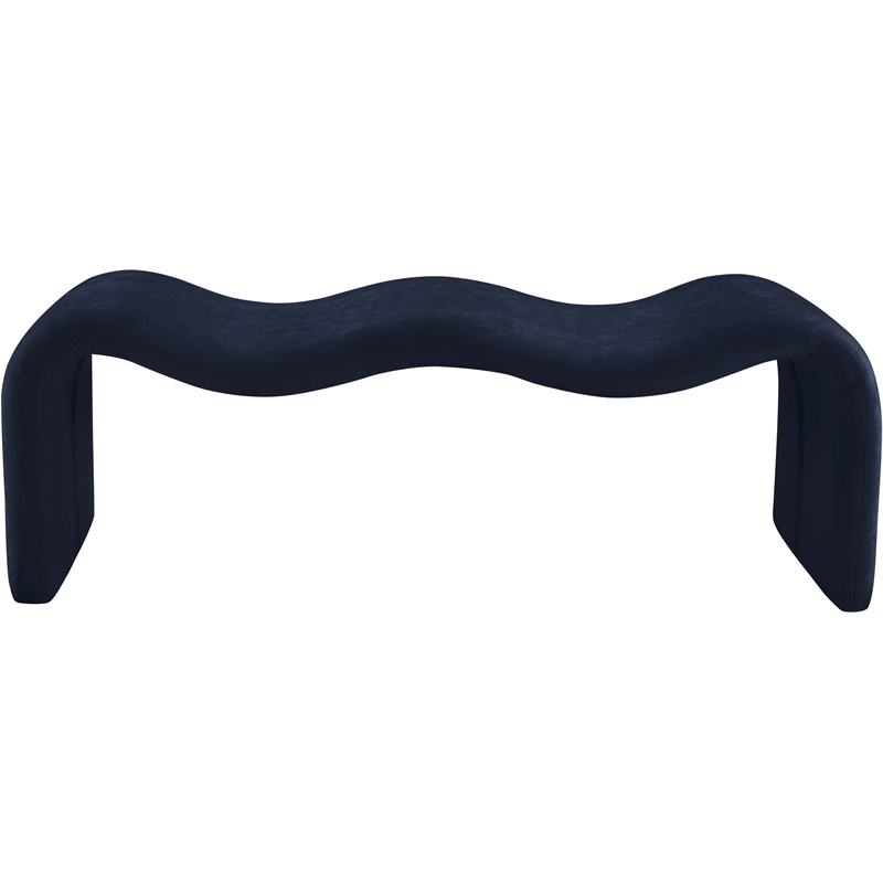 Meridian Furniture Willow Navy Chenille Fabric Bench