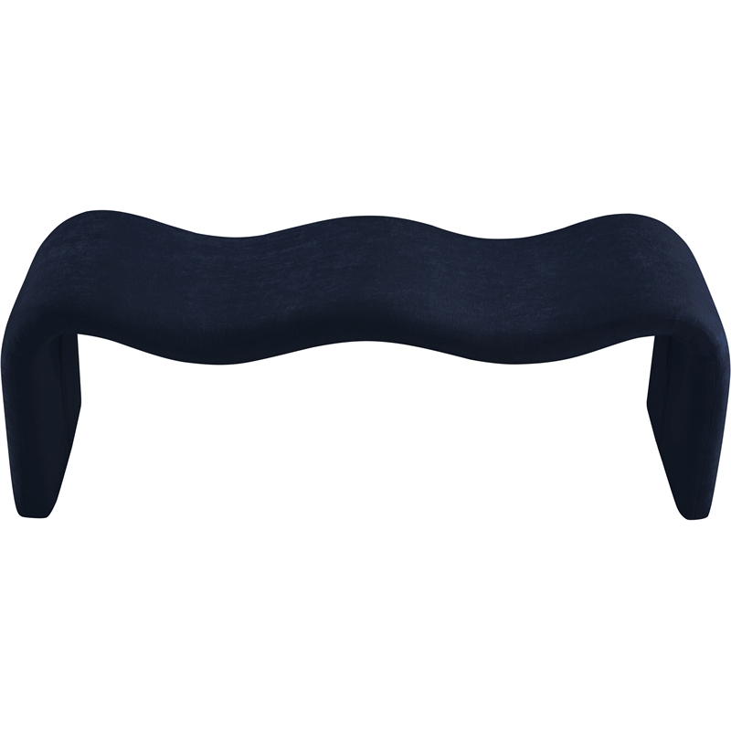Meridian Furniture Willow Navy Chenille Fabric Bench