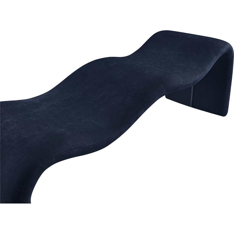 Meridian Furniture Willow Navy Chenille Fabric Bench