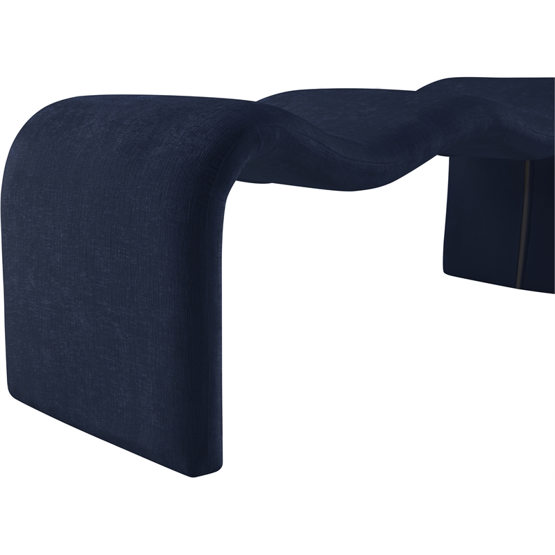 Meridian Furniture Willow Navy Chenille Fabric Bench