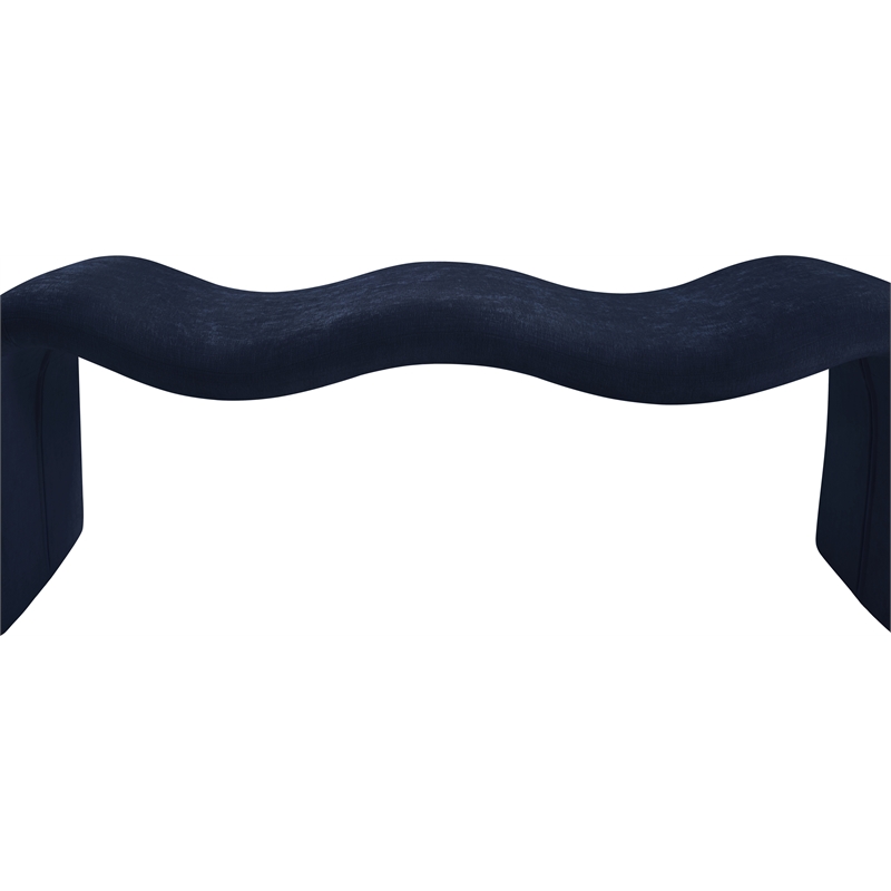 Meridian Furniture Willow Navy Chenille Fabric Bench