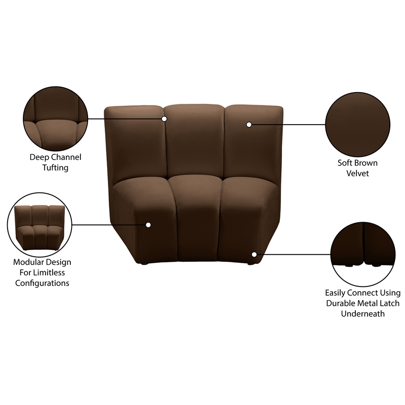 Meridian Furniture Infinity Brown Velvet Modular Chair