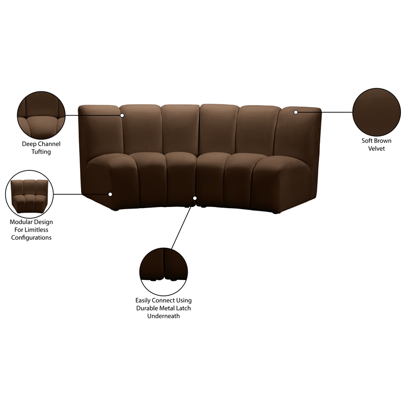 Meridian Furniture Infinity Brown Velvet 2pc. Modular Sectional