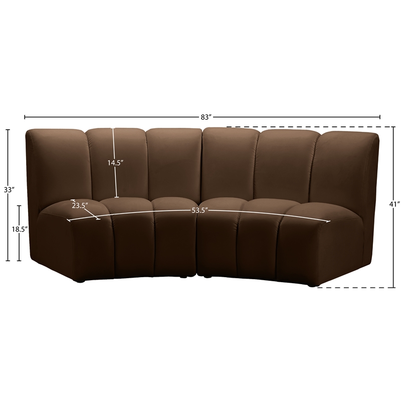 Meridian Furniture Infinity Brown Velvet 2pc. Modular Sectional