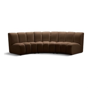 Meridian Furniture Infinity Brown Velvet 3pc. Modular Sectional