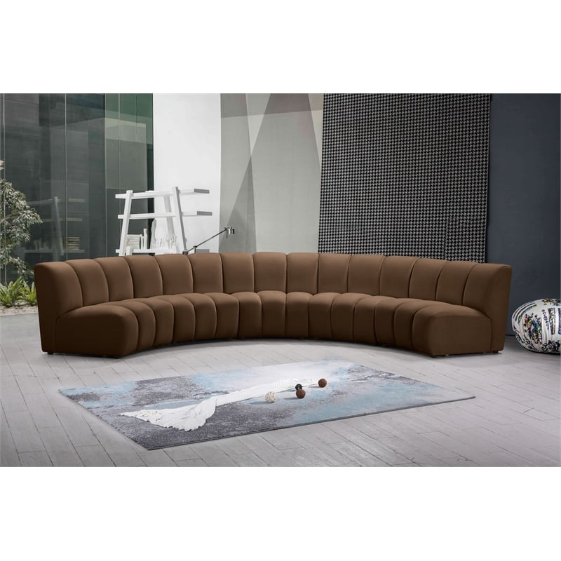 Meridian Furniture Infinity Brown Velvet 5pc. Modular Sectional
