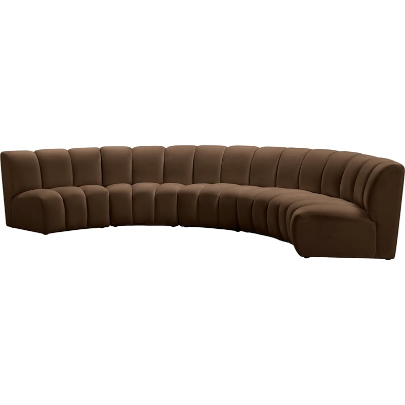 Meridian Furniture Infinity Brown Velvet 5pc. Modular Sectional