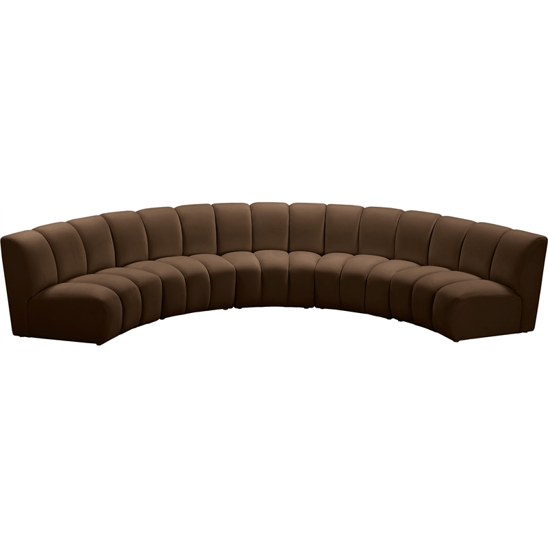 Meridian Furniture Infinity Brown Velvet 5pc. Modular Sectional