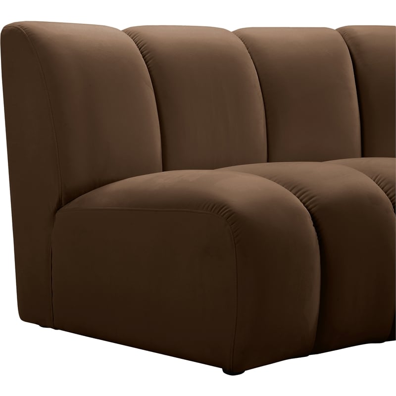 Meridian Furniture Infinity Brown Velvet 5pc. Modular Sectional
