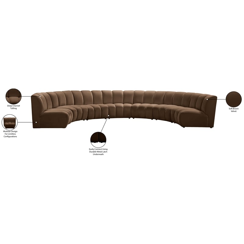 Meridian Furniture Infinity Brown Velvet 7pc. Modular Sectional