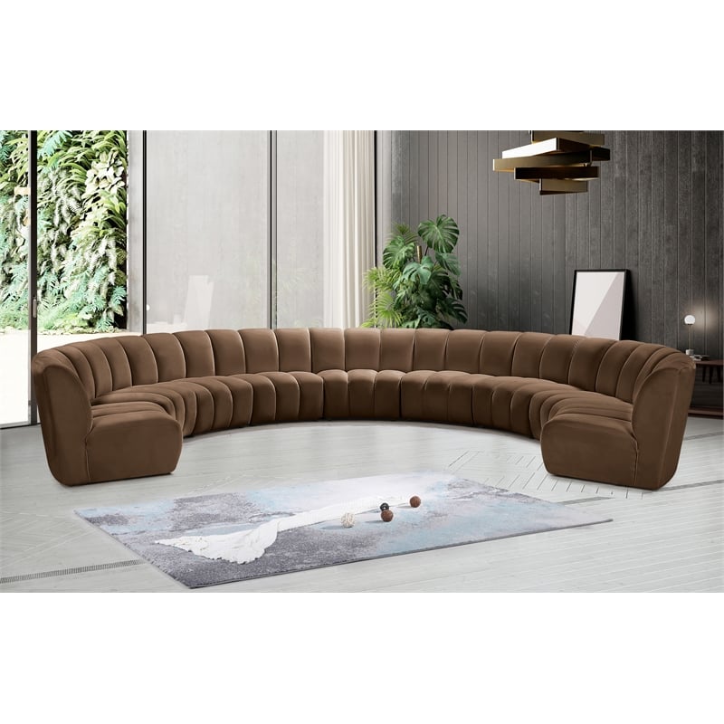 Meridian Furniture Infinity Brown Velvet 9pc. Modular Sectional