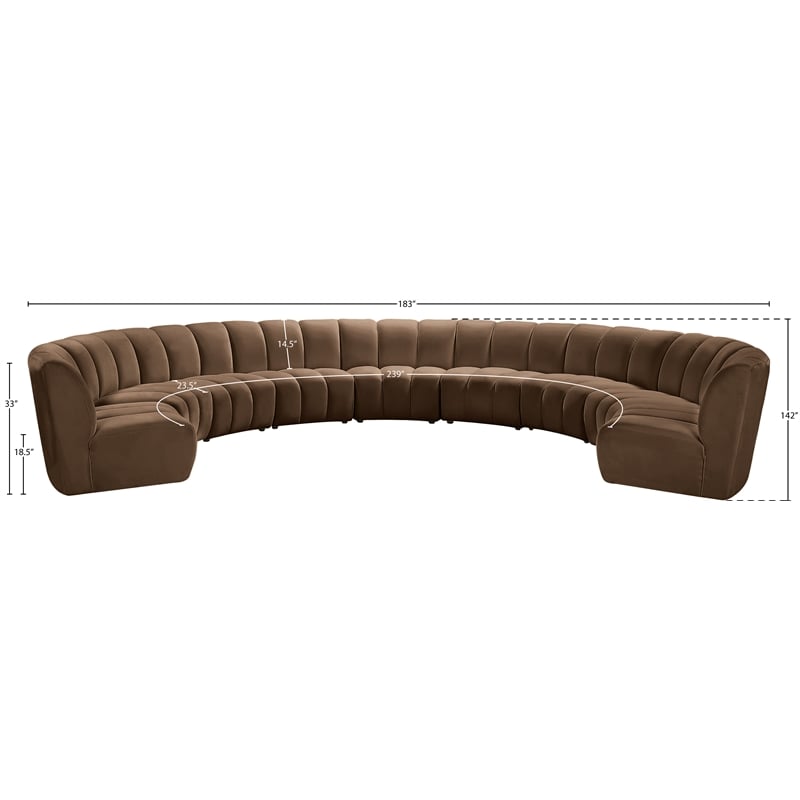 Meridian Furniture Infinity Brown Velvet 9pc. Modular Sectional