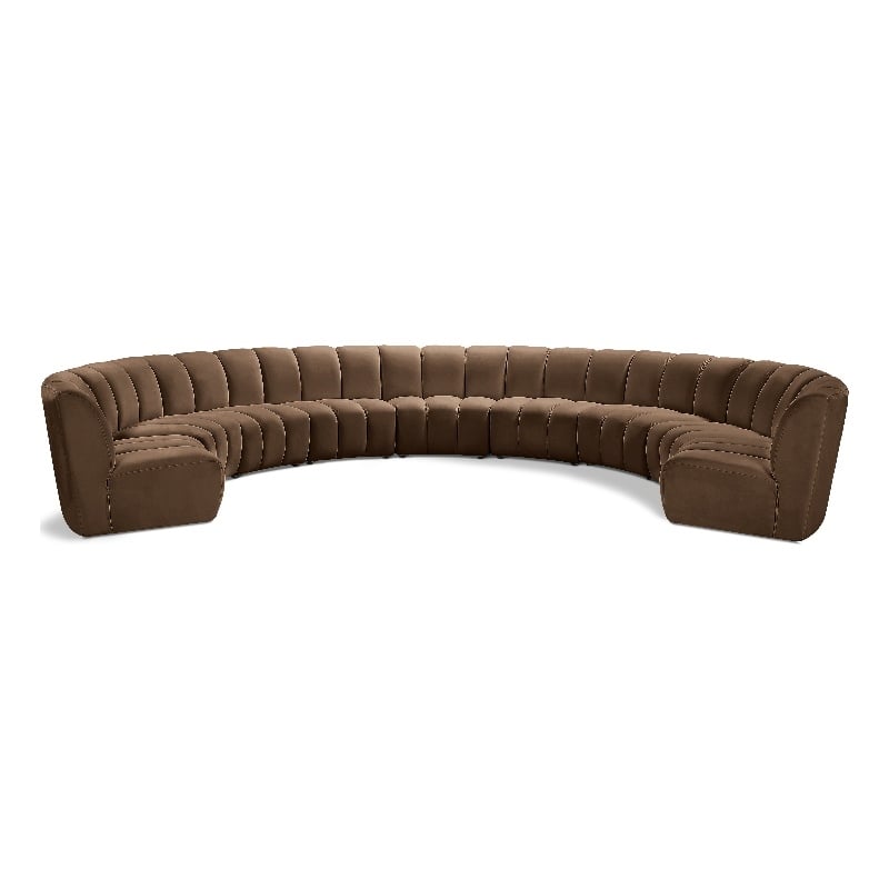 Meridian Furniture Infinity Brown Velvet 9pc. Modular Sectional