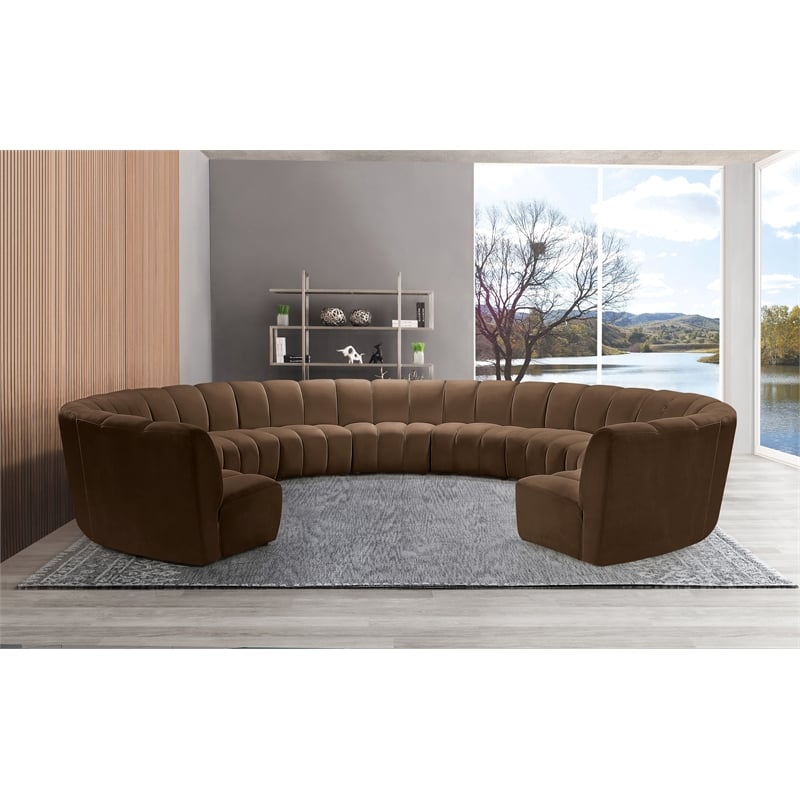 Meridian Furniture Infinity Brown Velvet 11pc. Modular Sectional