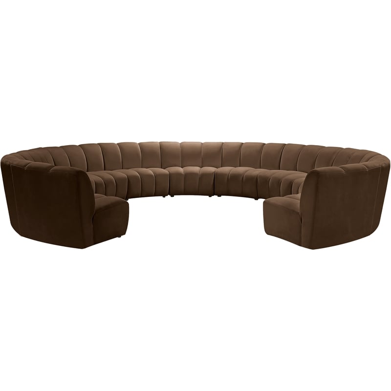 Meridian Furniture Infinity Brown Velvet 11pc. Modular Sectional