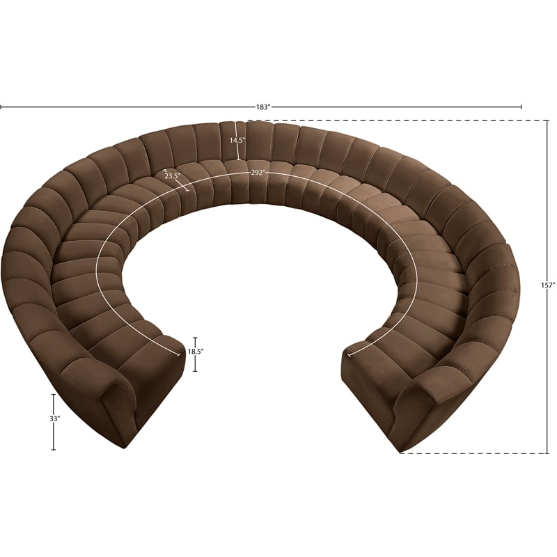 Meridian Furniture Infinity Brown Velvet 11pc. Modular Sectional