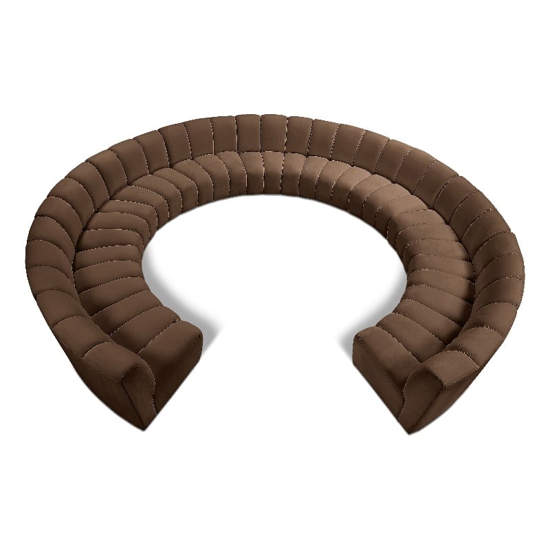Meridian Furniture Infinity Brown Velvet 11pc. Modular Sectional