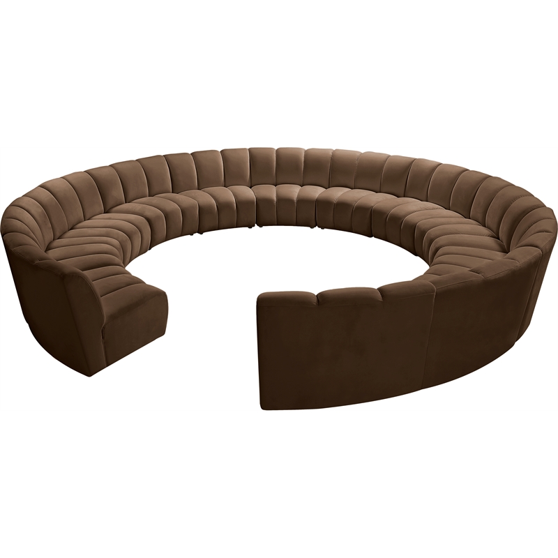Meridian Furniture Infinity Brown Velvet 12pc. Modular Sectional