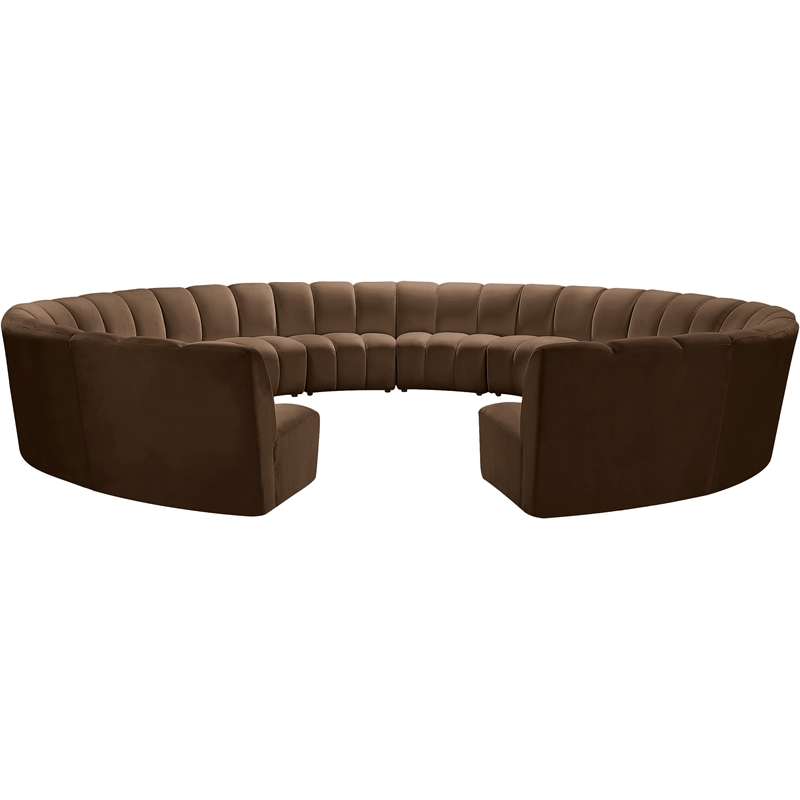 Meridian Furniture Infinity Brown Velvet 12pc. Modular Sectional