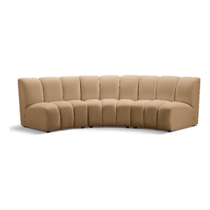 Meridian Furniture Infinity Camel Velvet 3pc. Modular Sectional