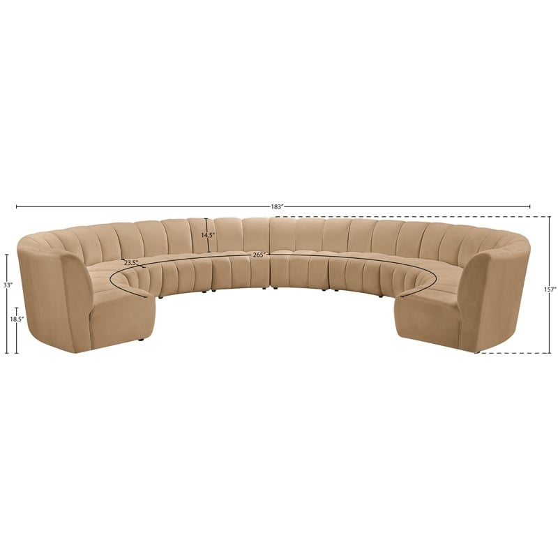 Meridian Furniture Infinity Camel Velvet 10pc. Modular Sectional