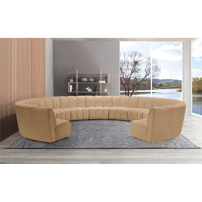 Meridian Furniture Infinity Camel Velvet 11pc. Modular Sectional